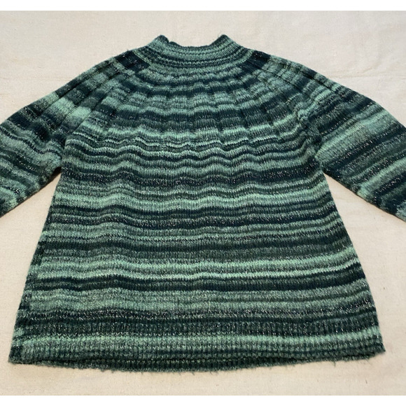 Knox Rose Womens Sweater Size 2XL Boho Green Striped Mock Neck Festival Sweater - Picture 4 of 13